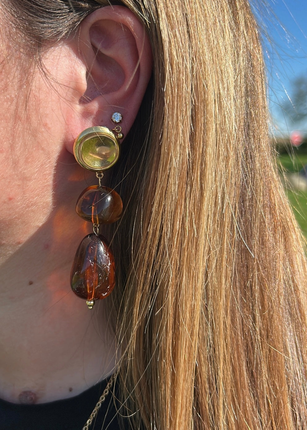 Boucle d'oreille Ambre